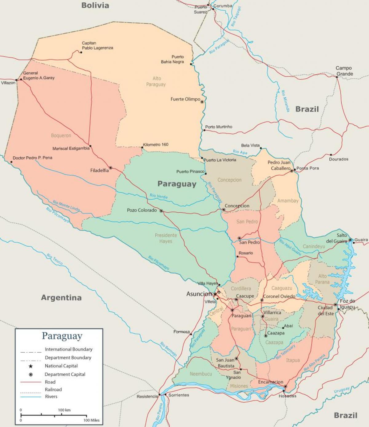 Asuncion i Paraguay karta