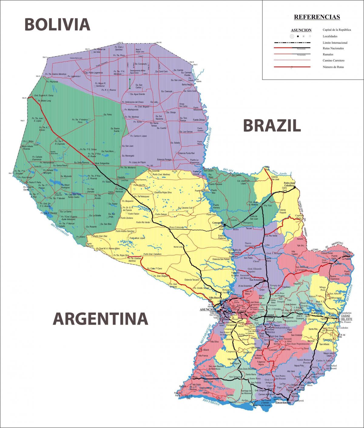karta över Paraguay