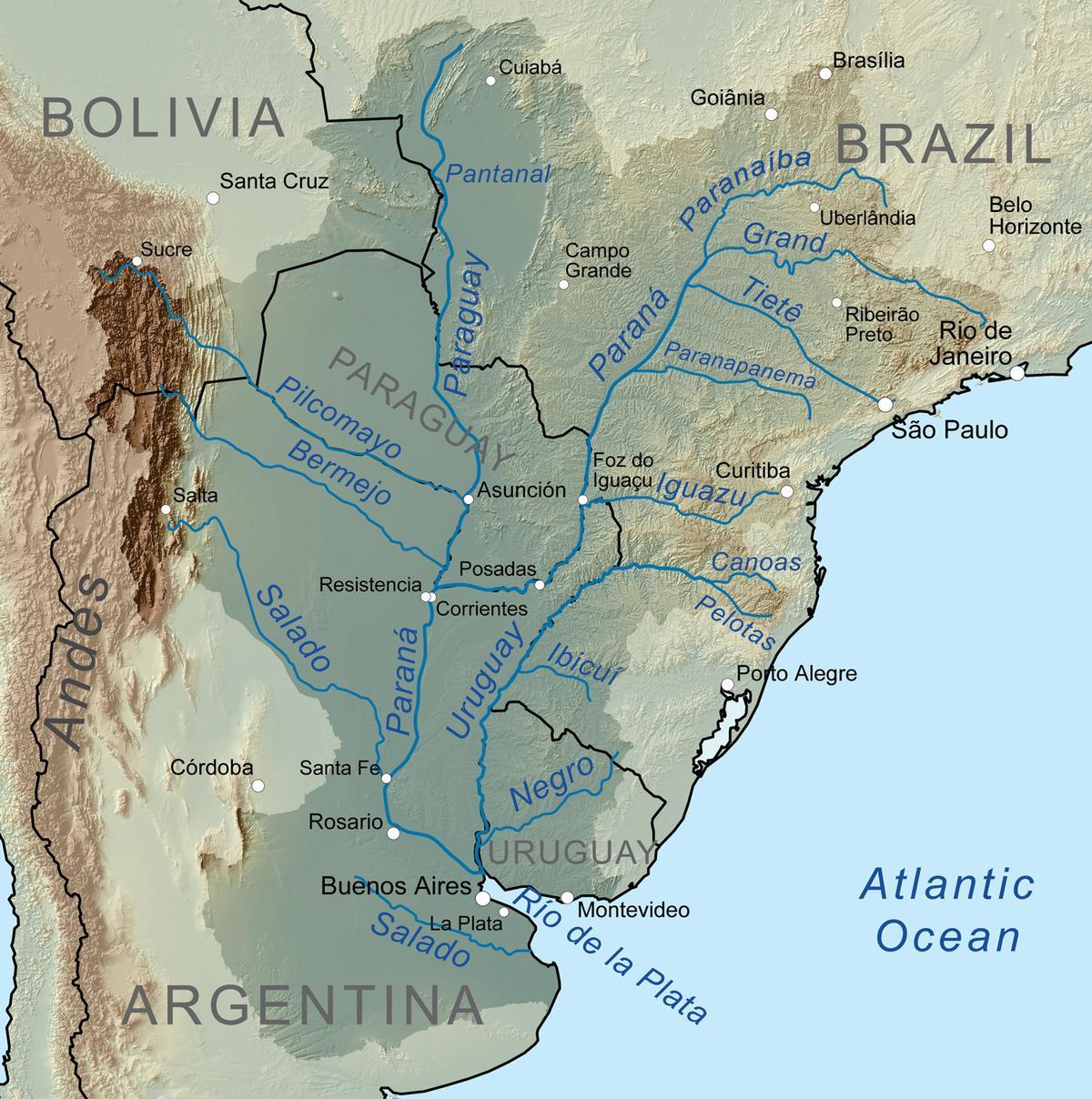 Karta över floden Paraguay