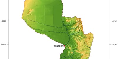 Karta över fysiska Paraguay