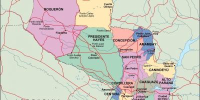 Karta över politiska Paraguay